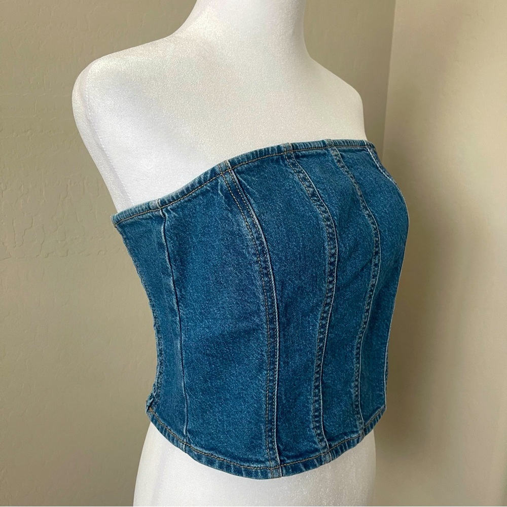 Universal Thread denim strapless corset tube top